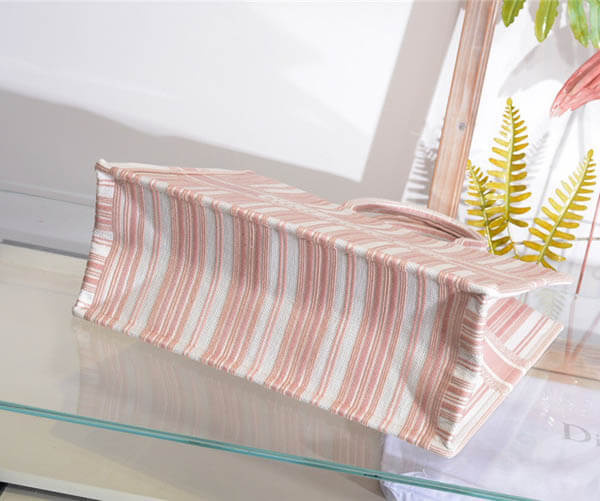 2020SSディオール 風 トートバッグ キャンバス ディオール BOOK TOTE ディオール トートバッグミコノスバヤデール ローズ